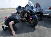 Marc is checking out the turbo on the Busa bike 