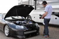 Here Marc helps take some pick up shots of the Supra 